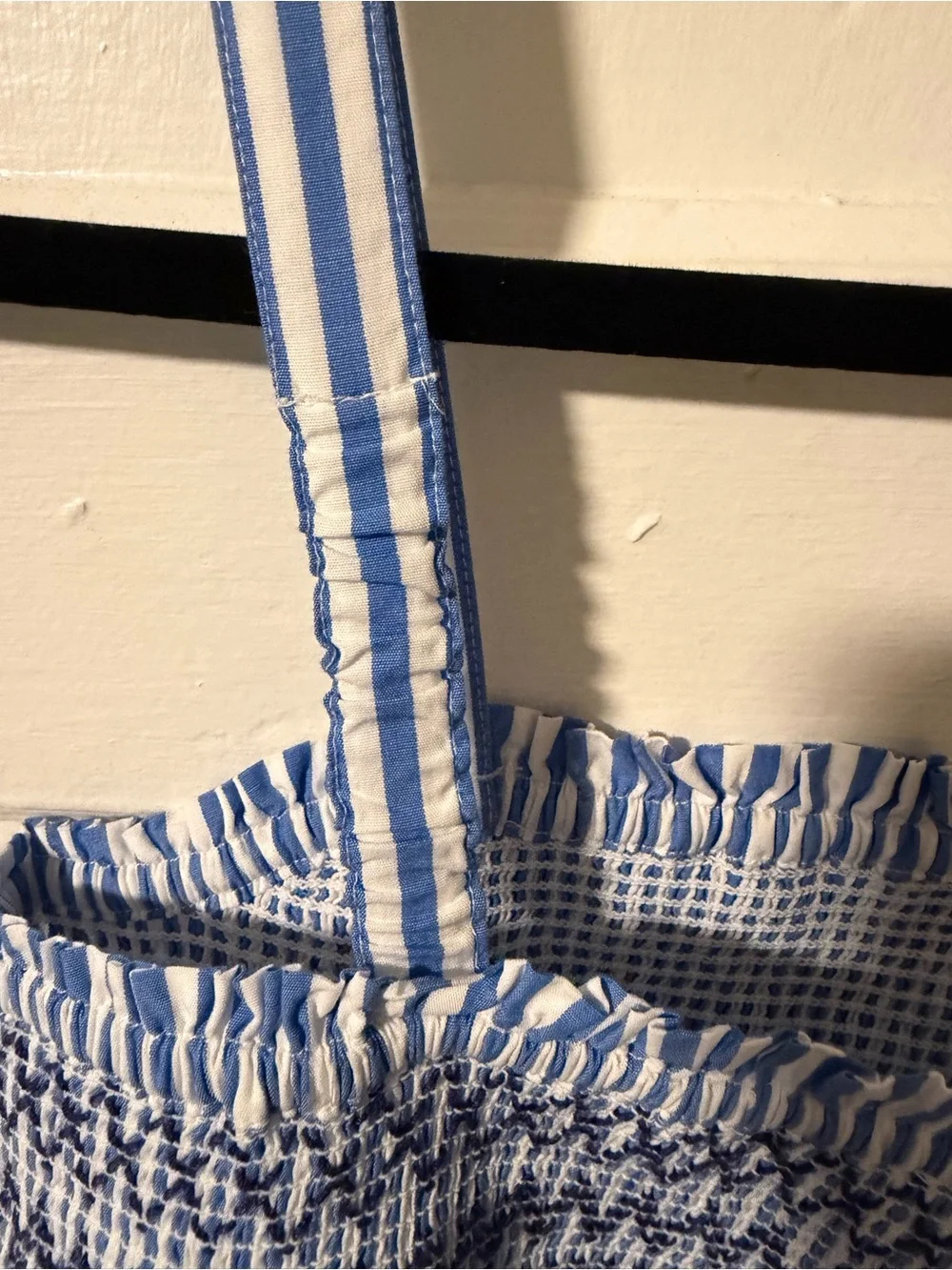 J. Crew Blue White Stripe Smocked Waist Midi Cotton Blend Sundress Classic Small